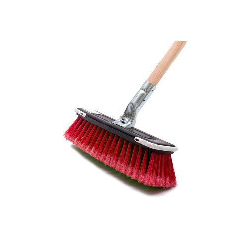 Household Flatback Broom (Painted) - Flagged - Wooden Handle