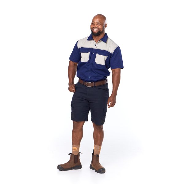 Dromex Horizon Two Tone Navy Blue/Khaki Short Sleeve Shirt